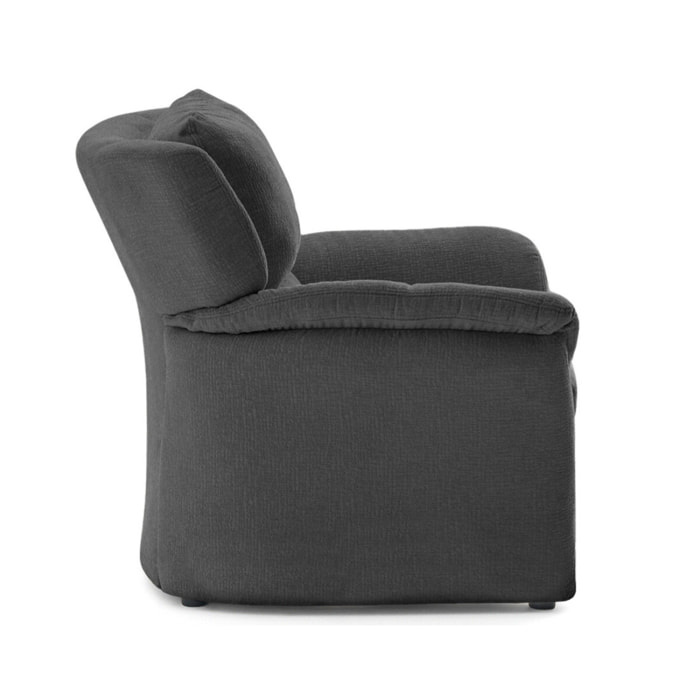 Bastille - fauteuil en tissu velours relief - Gris Anthracite