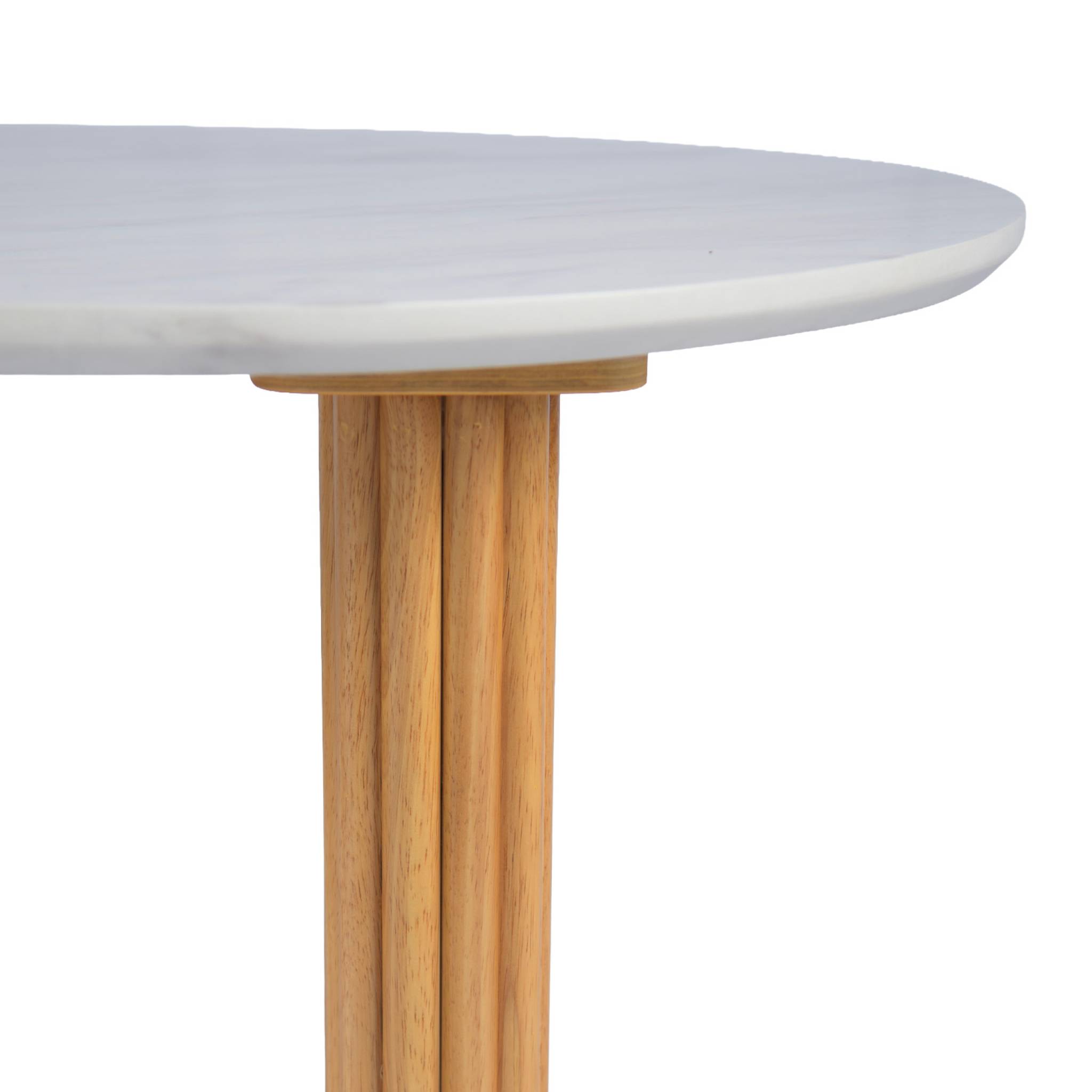 Table basse ovale bois d'hévéa plateau effet pierre GABRIELLE