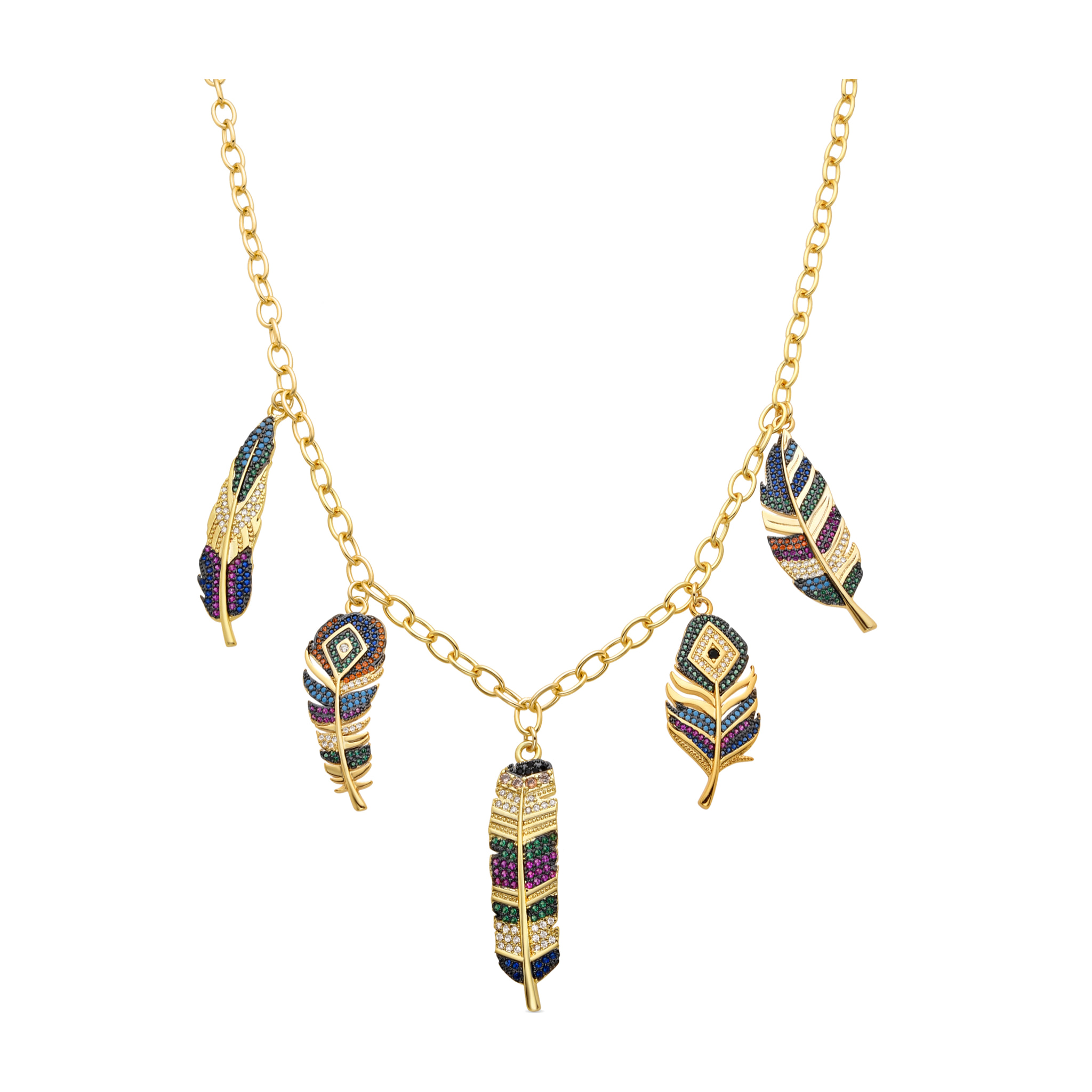 Collar de Circonita Multicolor acabado en oro amarillo de 18k