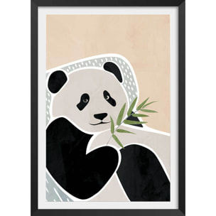 Affiche enfant panda  Affiche + cadre en bois - Noir