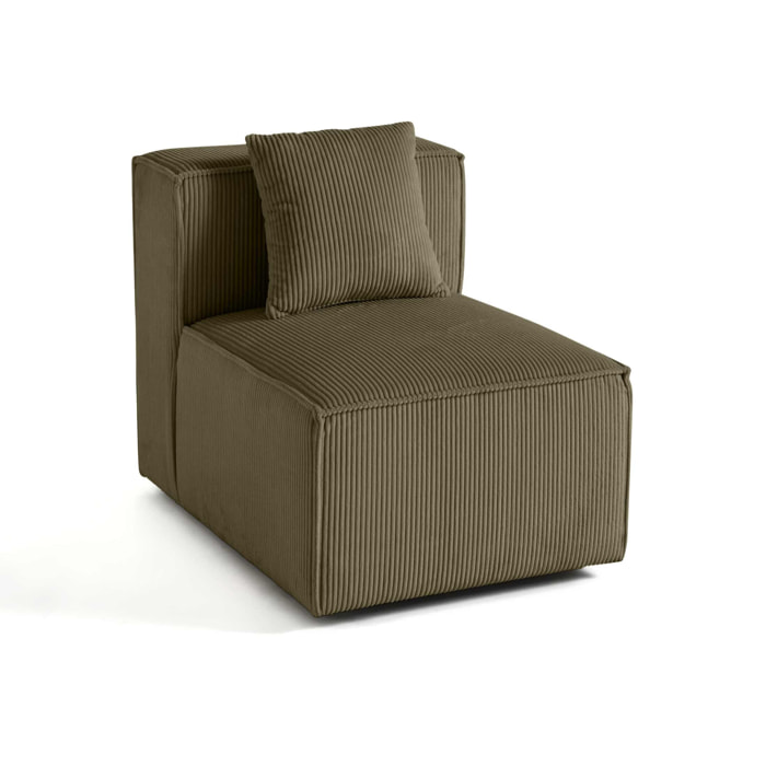 Arty - module d'assise sans accoudoirs - en velours côtelé - Vert