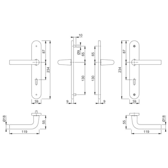 Ensemble sur plaque fondue Arles 197L/300M HOPPE Argent F1 - Clé i - 596171