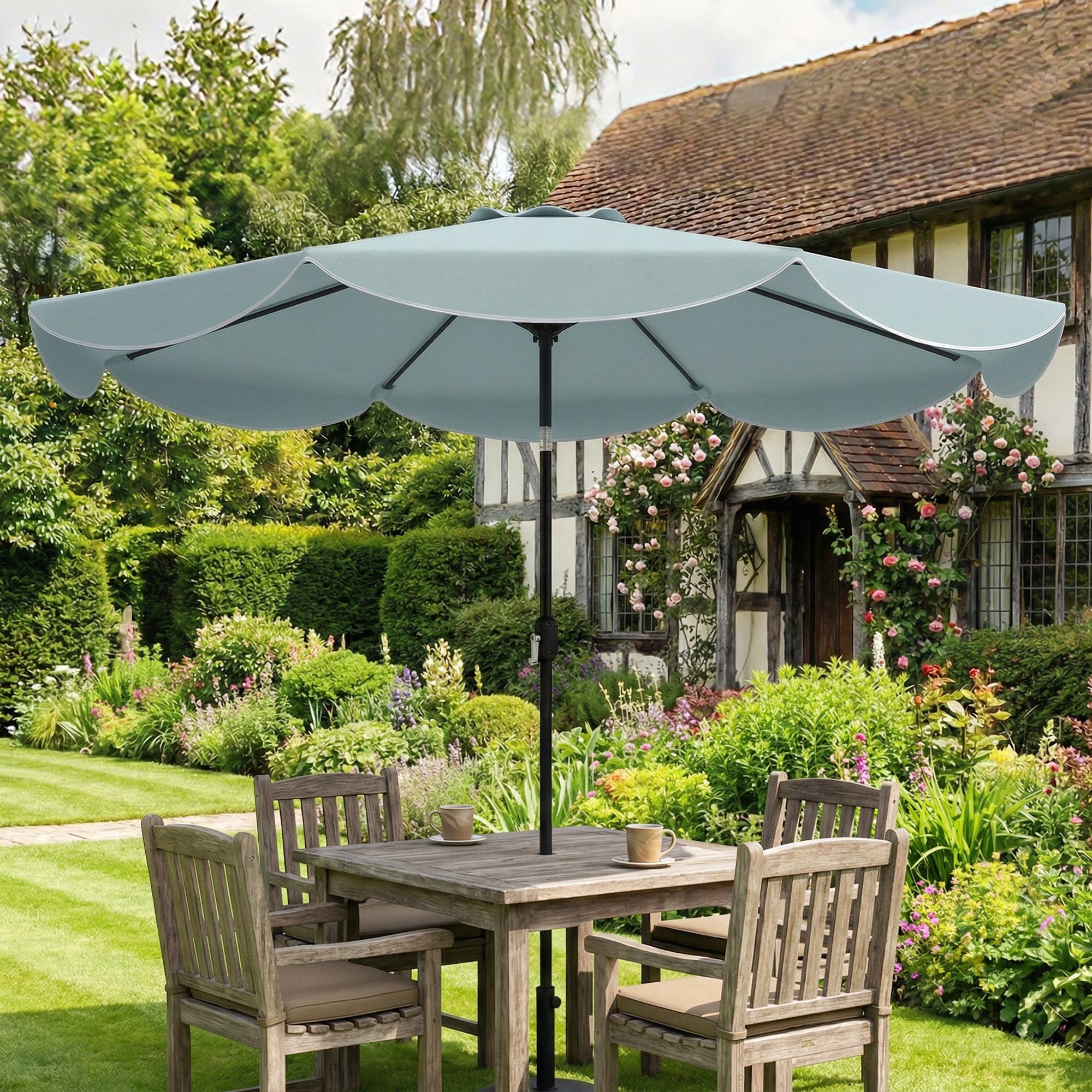Parasol inclinable dia.265cm métal bleu