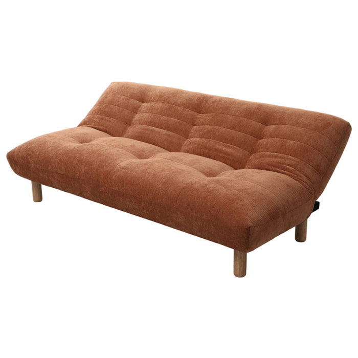 Soan - Banquette 2 places convertible clic-clac en velours texturé - Terracotta