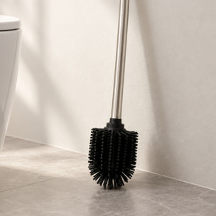Balayette WC avec manche en métal - Argent