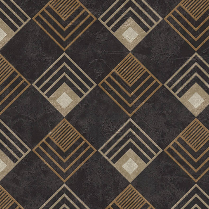 Papier peint art déco carré - Noir