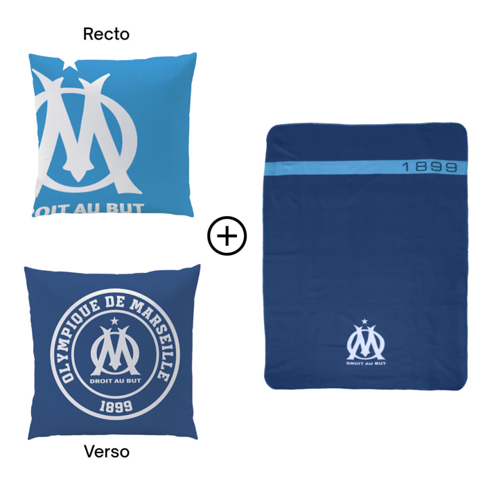 Ensemble Plaid et Coussin, OLYMPIQUE DE MARSEILLE SUPPORTERS