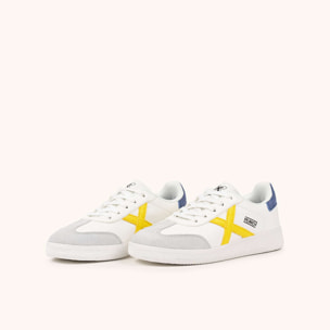 Zapatillas Infantiles Blancas con Cordones y Detalles en Amarillo y Azul MUNICH MINI BARRU 16