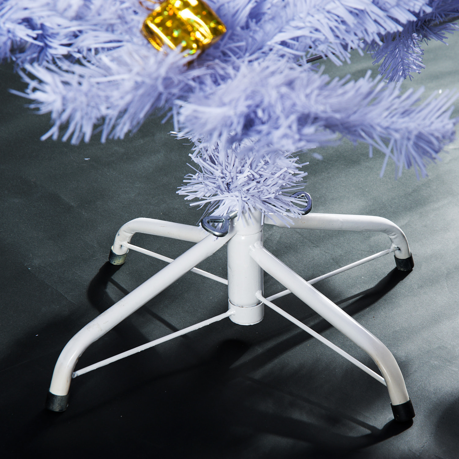 Árbol de Navidad 150cm Artificial Pino con Adornos Decorativos 48 Pcs y Soporte Metálico Color Blanco Árbol Realista para Decoración Navidad