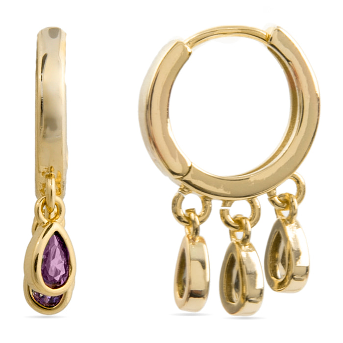 Pendientes de Circonita Amatista acabados en oro amarillo de 18k