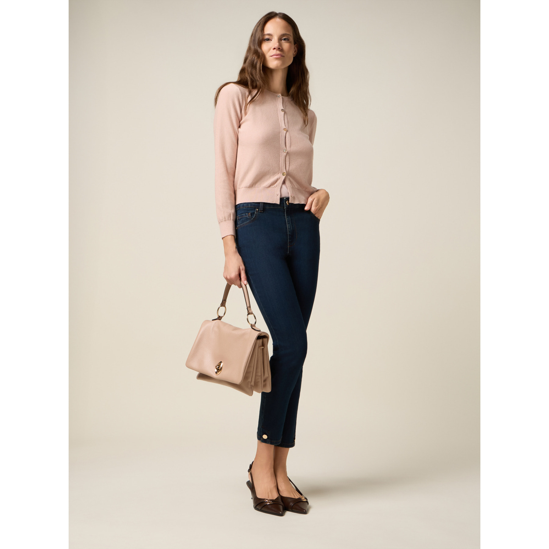 Oltre - Jeans regular con bottoni decorativi - Blu