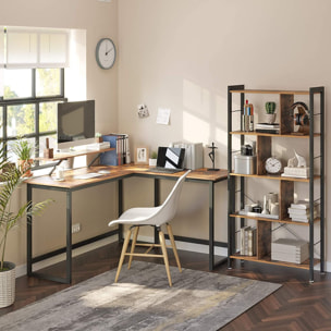 Scrivania angolare a L in stile industriale con supporto monitor