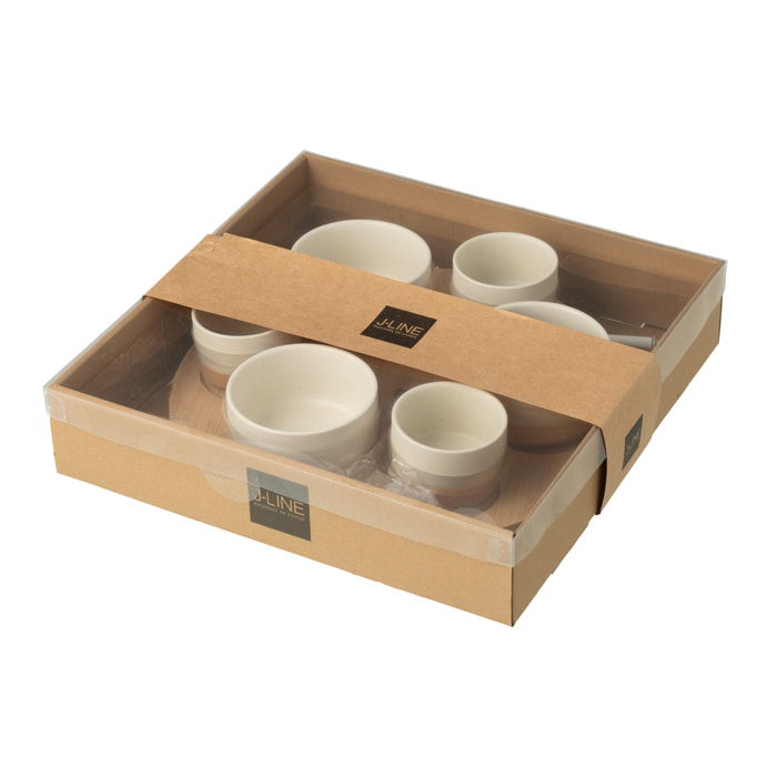 J-Line Service A Tapas 6 Sets + Plateau Bambou Boite Blanc/Naturel