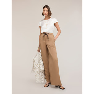 Motivi - T-shirt bimaterica - Bianco