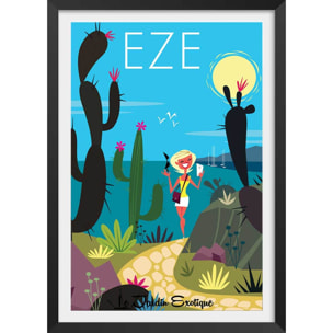 Poster de jardin exotique d' eze Affiche sous cadre noir