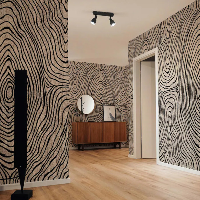 Carta da Parati Geometrica Astratta Bianca e Beige Artistica