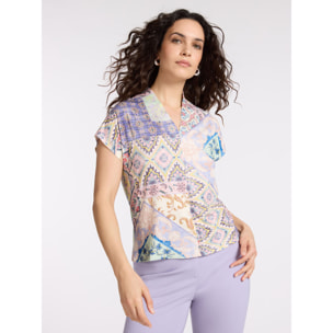 Elena Mirò - Camiseta estampada en viscosa - Violeta