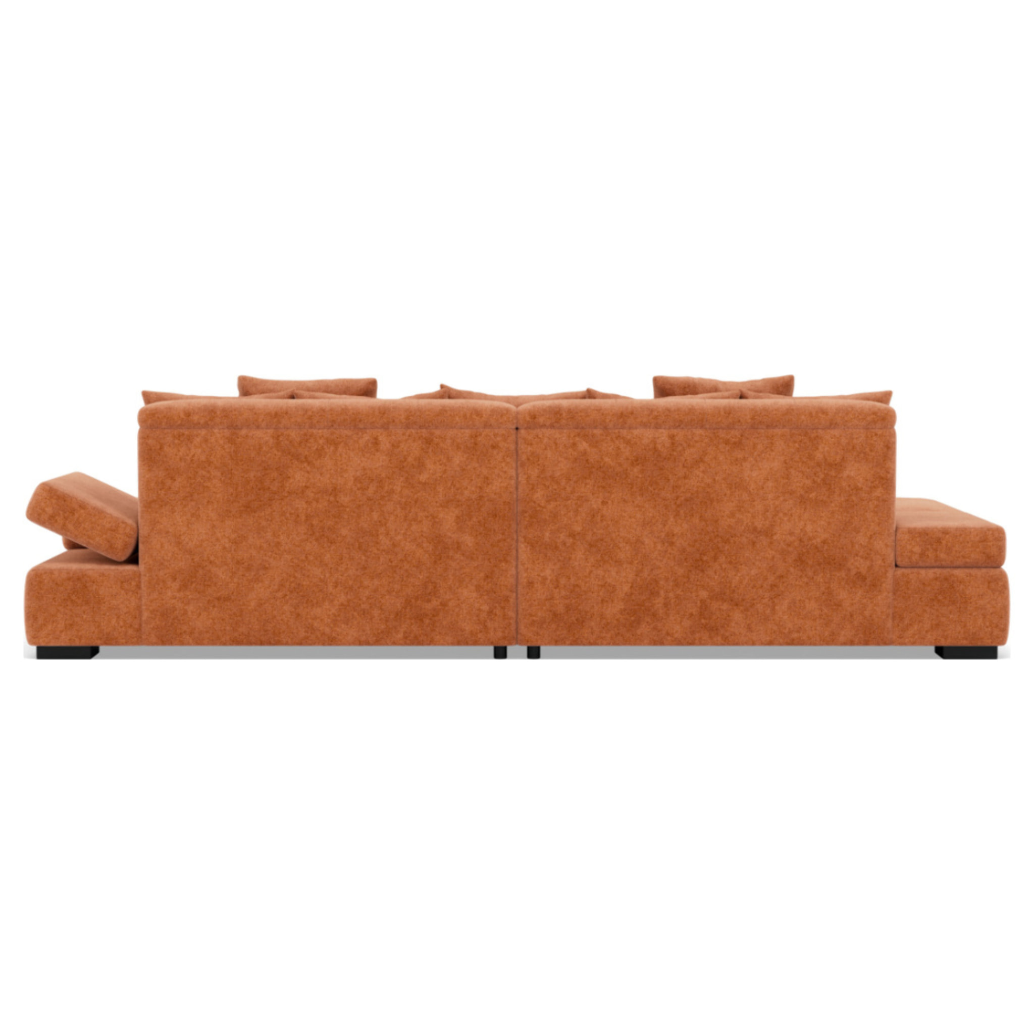 Vermont - canapé droit 4 places avec double méridienne - assise profonde - en velours texturé - Terracotta