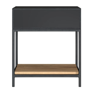 Table de chevet en bois et métal noir 1 tiroir - Jakson