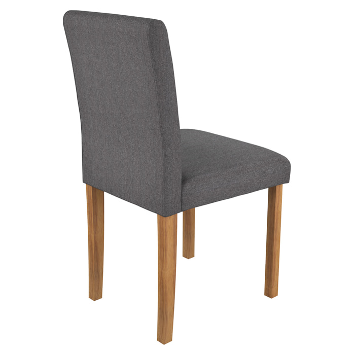Lot de 2 chaises en tissu gris foncé et pieds en bois d'hévéa - Havane