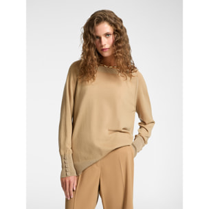 Elena Mirò - Maglia soft touch con bottoni - Beige