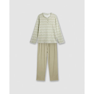 Pijama largo algodón frunce axis verde