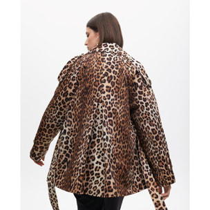 Trench corto animalier con cintura