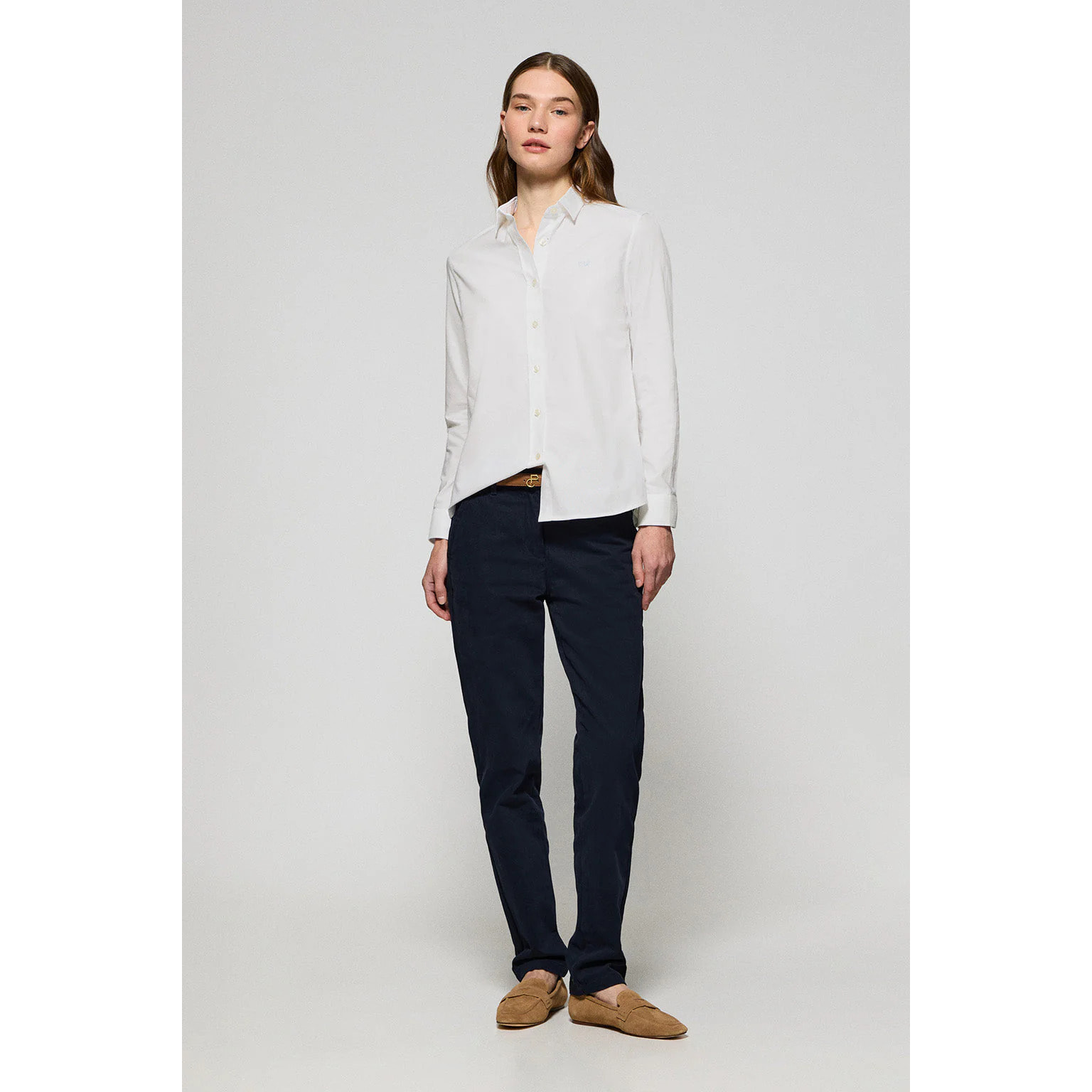 Camicia regular fit bianca con ricamo Polo Club