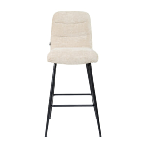 Tabouret de bar rembourré en tissu avec pied métal noir - LILA