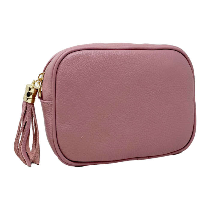Chicca Borse - Tracollina Clutch Donna in Vera Pelle - Colore Rosa Antico