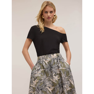 Motivi - Camiseta con escote asimétrico - Negro