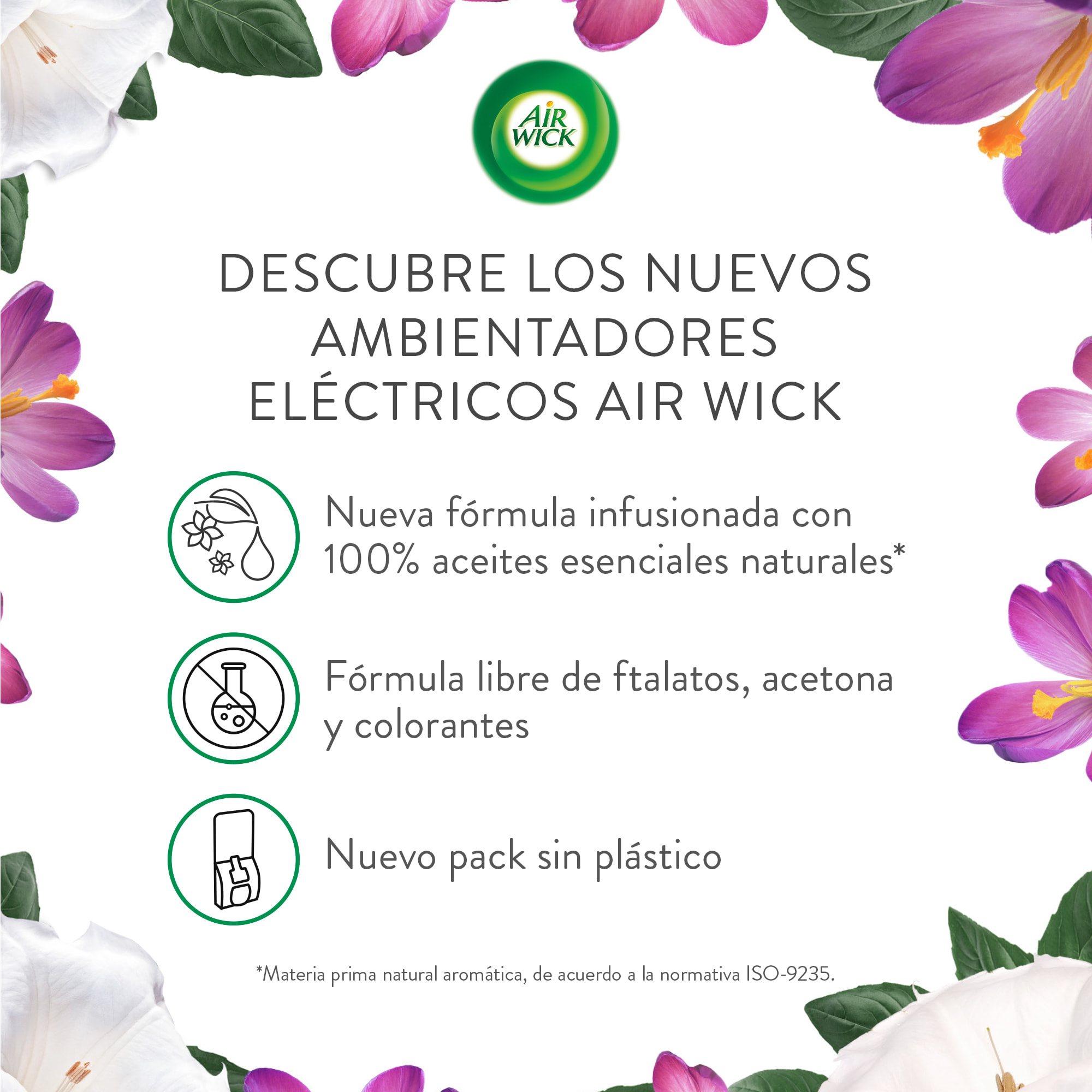 Air Wick Eléctrico Edición Limitada Viaja desde casa - Ambientador para casa con aroma a Flores en el camino (Lirio de Luna y Satén de Seda) - Recambio