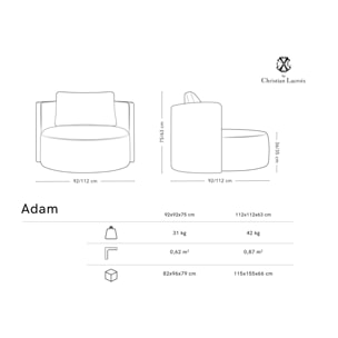 Fauteuil pivotant "Adam" bouclé blanc