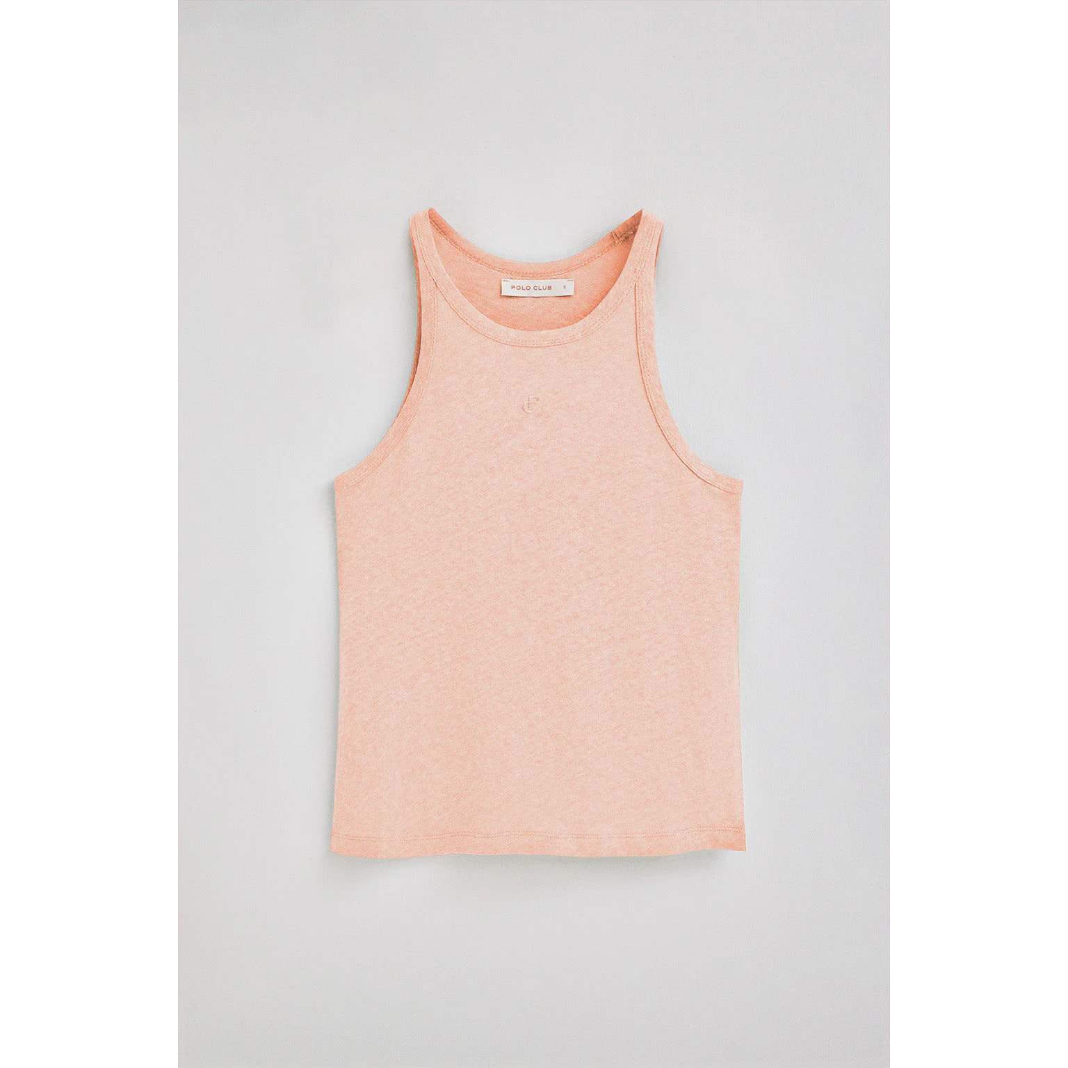 Maglietta nude in lino e cotone con monogramma ricamato