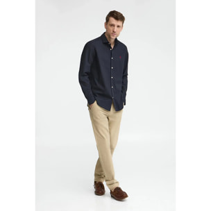 Camicia blu marino slim fit con logo Rigby Go