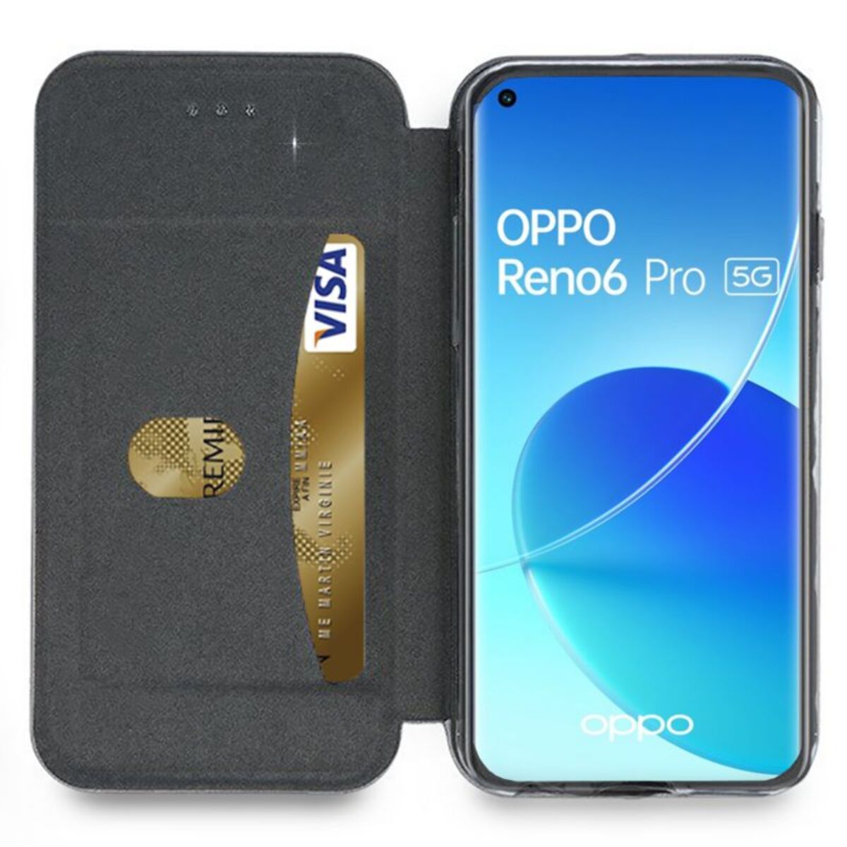 Etui IBROZ Oppo Reno 6 Pro Cuir noir