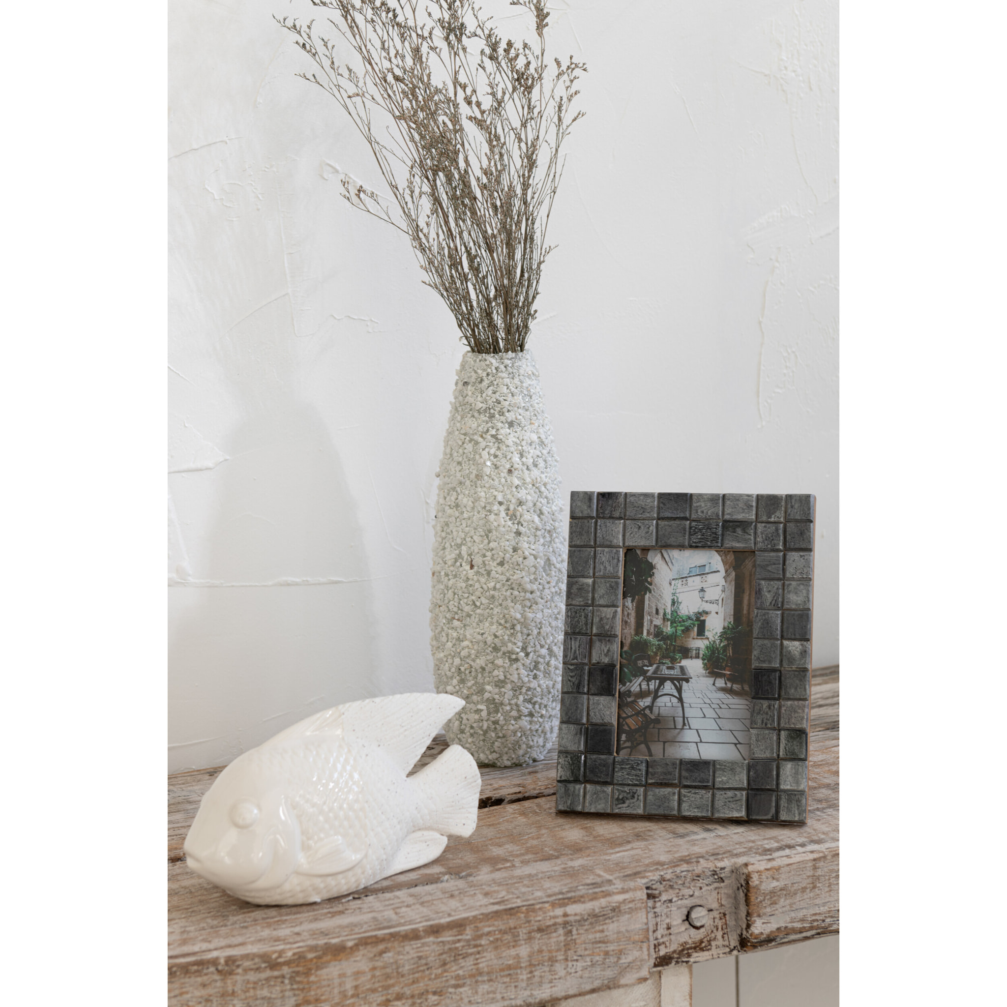 J-Line cadre photo Motif Carré - bois/corne - gris - small