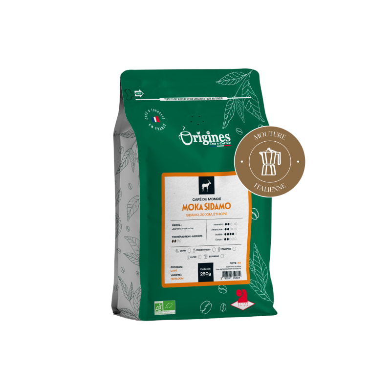Café Bio Moka Sidamo - Pur Arabica - Italienne 250g