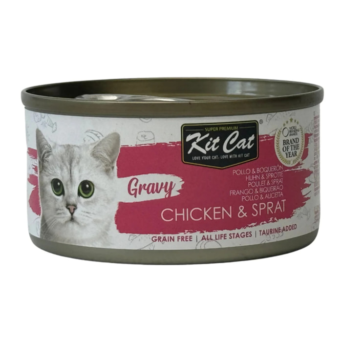 Kit Cat Lata Gravy - Pollo & Boquerón 70 g Comida húmeda para gatos en salsa