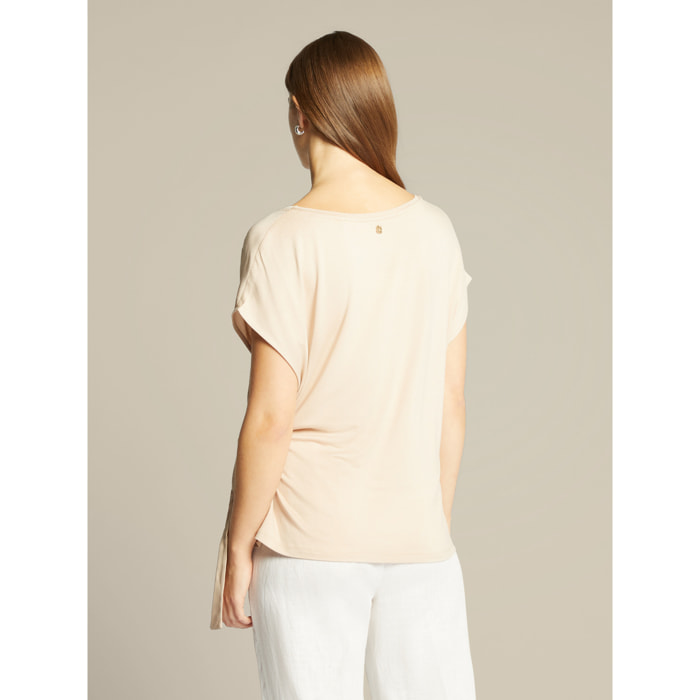 Elena Mirò - Camiseta con nudo en el lateral - Beige