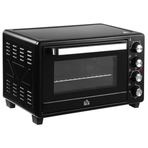 HOMCOM Horno Eléctrico Sobremesa 32L 1600W con 3 Modos de Calor Temperatura hasta 230 ℃ Temporizador Bandeja de Horneado Ajustable de 3 Niveles 52,2x38,1x33,5 cm Negro