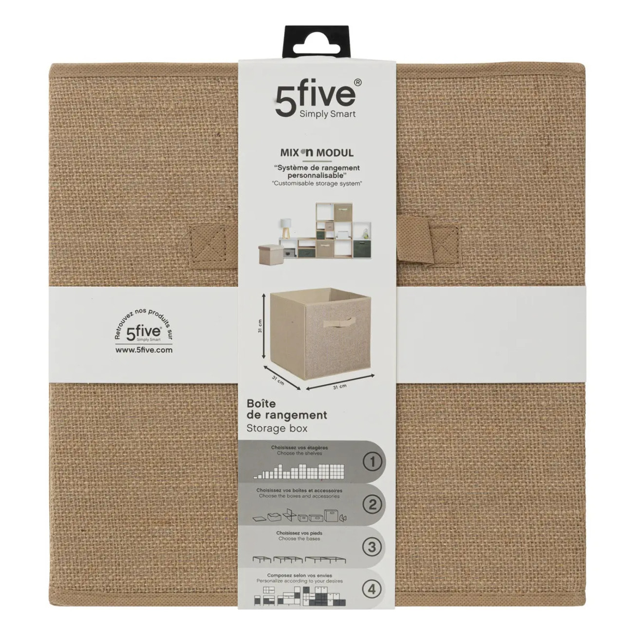 Panier toile de jute 31x31cm "Mix N' Modul"