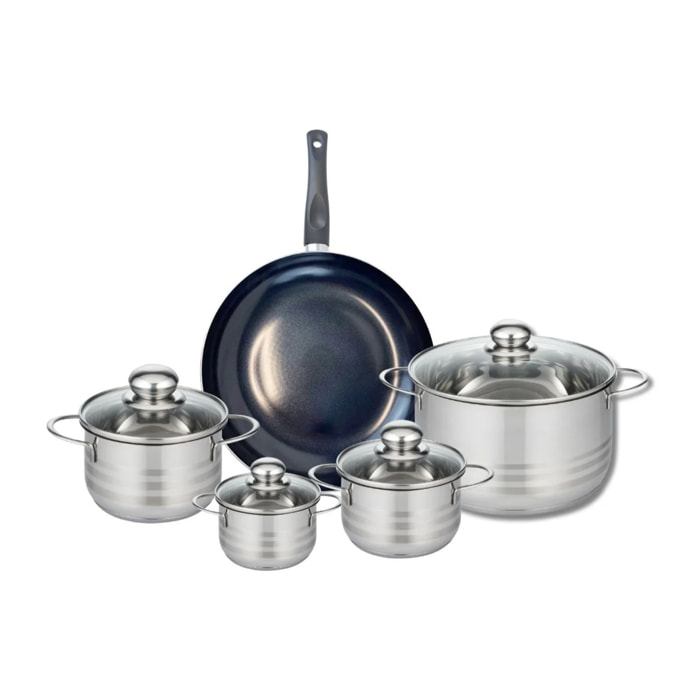 Ensemble de 1 Poêle de cuisson 28 cm et 4 faitouts 12, 14, 16 et 24 cm Elo Prima Brillant