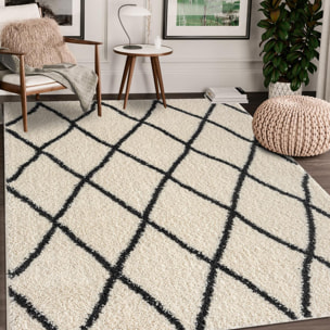 Tapis Shaggy longues mêches et aux motifs traditionnels Berbères