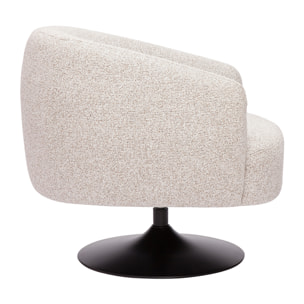 Fauteuil pivotant en tissu effet bouclette beige et métal noir BOWIE