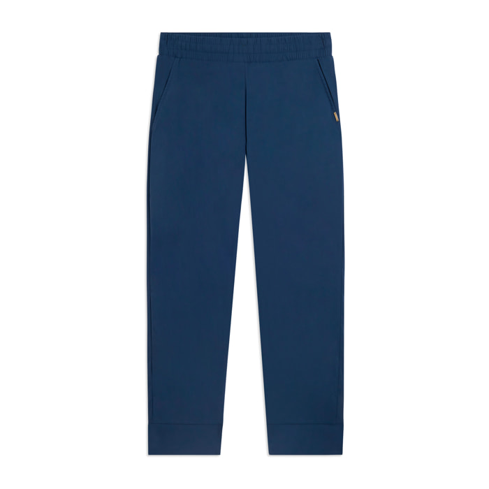 Pantaloni Cropped Fit a Carota in Popeline elasticizzato