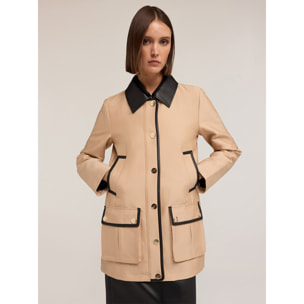 Motivi - Chaqueta con insertos de tejido revestido - Beige