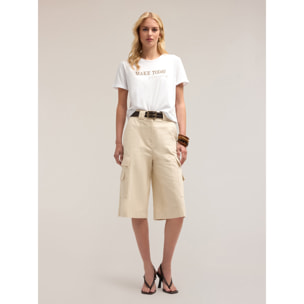 Motivi - T-Shirt mit Boxschnitt und gestickter Aufschrift - Blanco