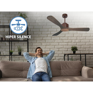 Ventilateur de plafond ø132 cm avec Wifi Réversible Hypersilence 40   W brun