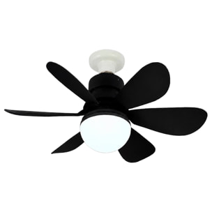 Ventilador de techo FS-HX-R420 de 42 cm. Adaptador E27, 3 velocidades y luz LED regulable de 12 W. Incluye mando a distancia.